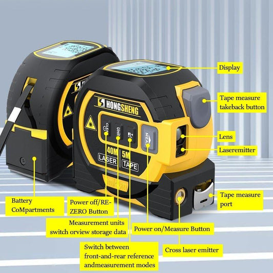 Misuratore di nastro laser Misuratore di nastro digitale 3 in 1 Telemetro laser ad alta precisione